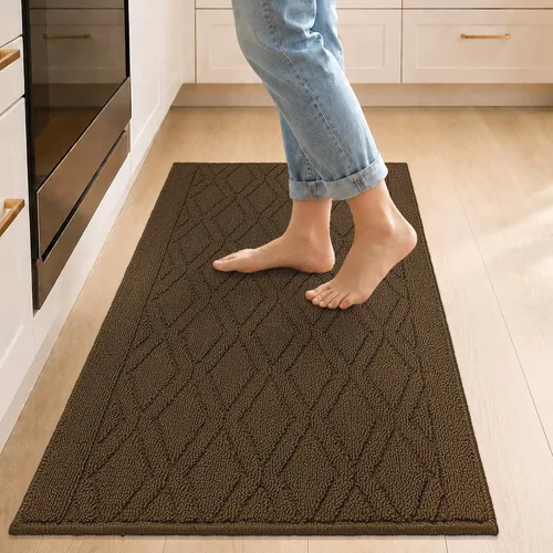 Miniatura 38 de COSY HOMEER Tapete de cocina antideslizantes, absorbentes para el piso, alfombra de cocina lavable, tapete de pie para fregadero, alfombra de Beige