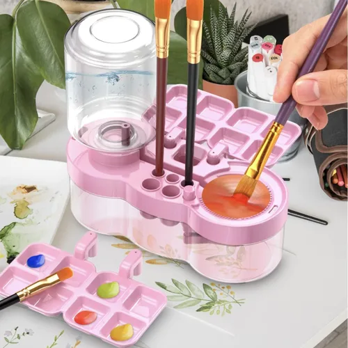 Miniatura 11 de Limpiador de pinceles de pintura, pincel acrílico multifuncional para pintura facial, estación de lavado, cepillo de agua para todo propósito, Verde