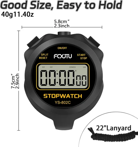 Miniatura 5 de Digital Simple Stopwatch Timer, No Bells, No Alarm, Simple Basic Operation, Silent, Clear Display, ON/Off, Large Display for Swimming Running
