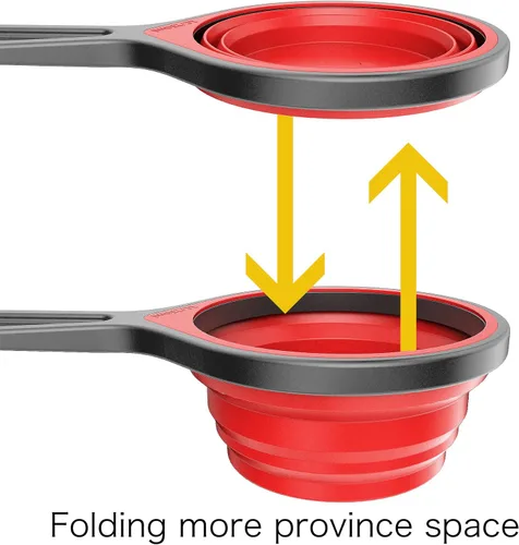 Miniatura 5 de Kaptron Juego de cucharas y tazas medidoras plegables de 8 piezas, varios tamaños, multicolor