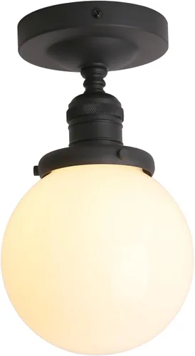 Miniatura 10 de Pathson Lámpara de techo moderna de montaje empotrado con vidrio de globo de leche, lámpara de iluminación de techo industrial esmerilada