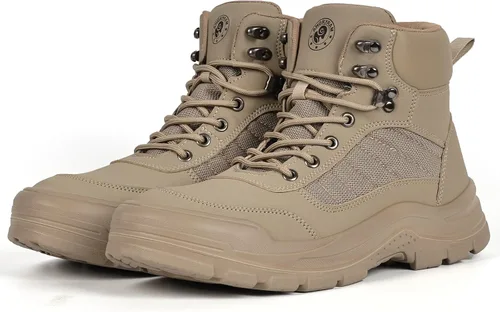 ANGRYRAM Botas de trabajo con punta de acero para hombres y mujeres, antideslizantes, resistentes a pinchazos, botas de trabajo para hombres,