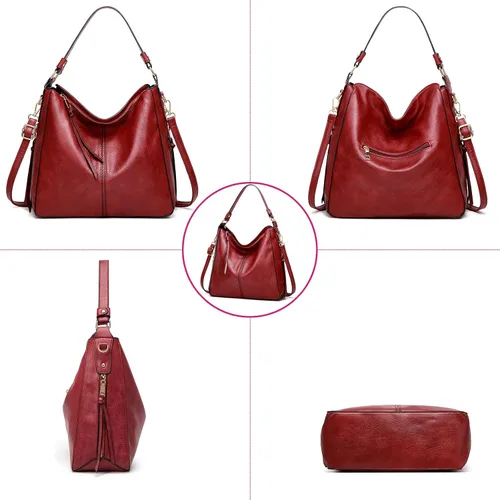 Miniatura 5 de Bolso de mano grande de diseño moderno para mujer, bolso cruzado de cuero suave, bolso y cartera, color negro y marrón