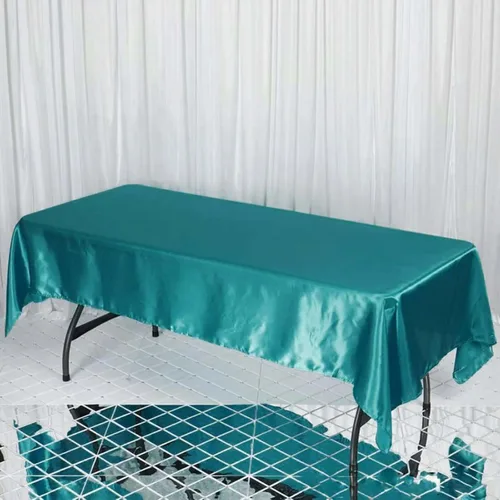 Miniatura 91 de Efavormart - Mantel rectangular de satén, 90 x 132 pulgadas, suave, oblongo, lavable, mantel decorativo de tela sedosa para bodas, fiestas, Plata