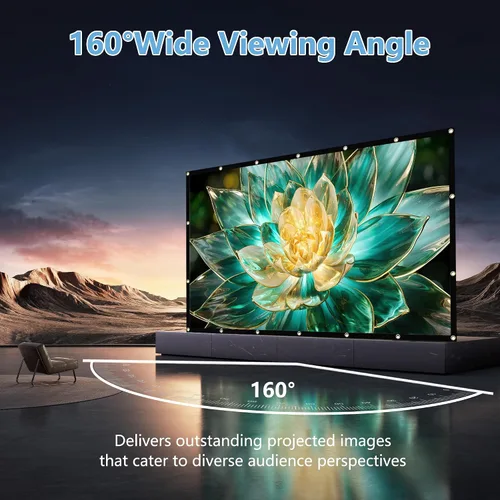 Miniatura 2 de Pantalla de proyección de 120 pulgadas, pantalla de película 4K portátil plegable y lavable 16:9, antiarrugas, pantalla de proyección