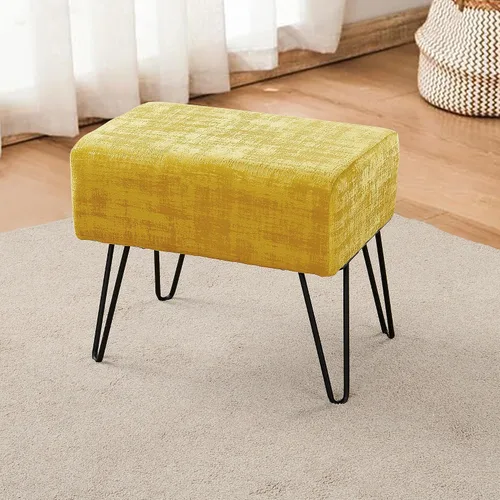 Miniatura 27 de Home Soft Things Otomana otomana de terciopelo texturizado azul, 19 x 13 x 17 pulgadas de alto, color verde ágata, banco otomano de entrada difuso