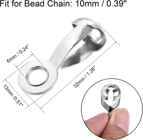 Miniatura 2 de uxcell Conector de cadena de bolas, conexiones de acero inoxidable de enlace de crimpado de lazo de tracción