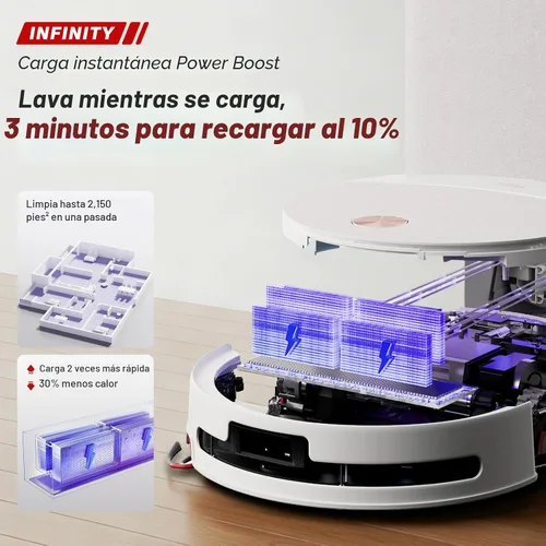 Miniatura 2 de Yeedi Robot aspirador y trapeador M16 Infinity, succión de 30000 Pa, fregona con rodillo autolimpiante, ZeroTangle 4.0 para pelo de mascotas