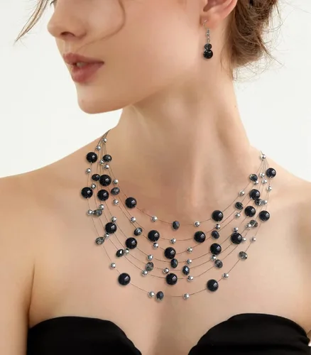 Miniatura 3 de Collares de perlas en capas para mujer, gargantilla de perlas multicapa, joyería bohemia para mujer, regalos para mamá