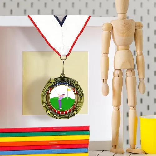 Miniatura 5 de All Quality Medalla de diseño de estrellas en remolino de golf - 1º, 2º, 3er lugar