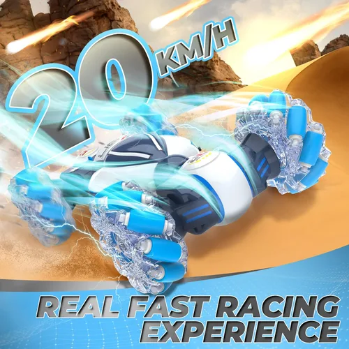 Miniatura 7 de Coche RC de Acrobacias con Detección de Gestos - Juguetes para Niños de 6 a 12 años, Coche RC Gira 360° 4WD Controlado a Mano con Luz y Música