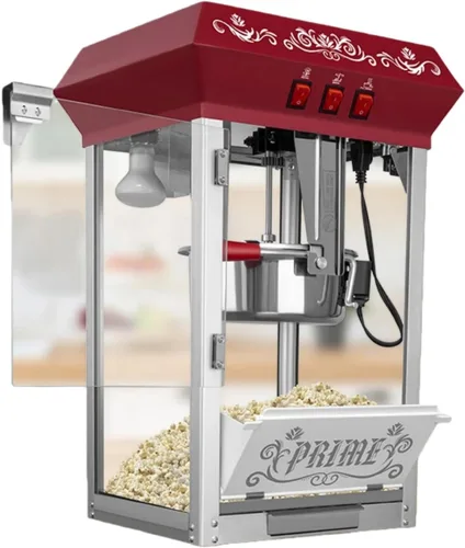 Máquina comercial de palomitas de maíz, hervidor de maíz de 12 onzas, máquina de palomitas de maíz de 800 W con vidrio templado y plataforma de Rojo