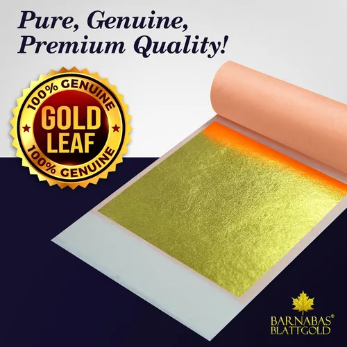 Miniatura 4 de Barnabas Blattgold Hoja de oro, oro real de 24 quilates [25 hojas, 3.1 pulgadas] - Patente de transferencia para pintura, artes y manualidades