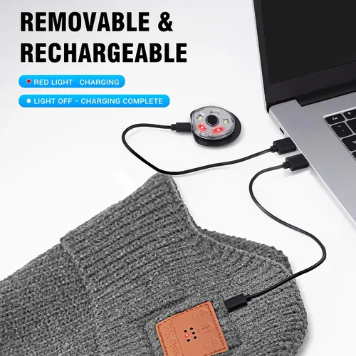 Miniatura 57 de Gorro Bluetooth con auriculares ligeros e inalámbricos, micrófono integrado y altavoces estéreo mejorados con música