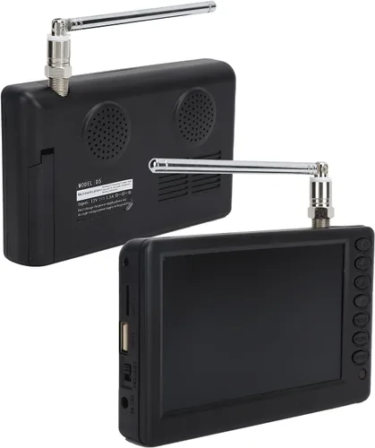 Miniatura 8 de Televisor digital portátil ATSC HD TFT LED - Mini TV de 5 pulgadas con control remoto, 1080P, batería recargable, soporte para tarjeta USB y TF, 5
