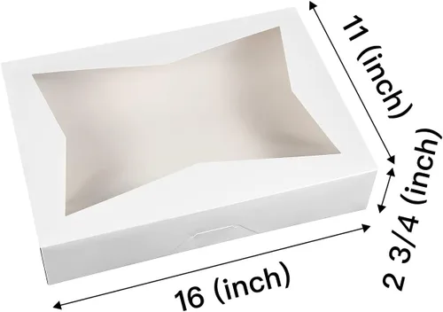 Miniatura 2 de Paquete de 15 cajas blancas de pastelería para panadería de 16 x 11 x 2.75 pulgadas, donas grandes, magdalenas, cajas de galletas con ventana