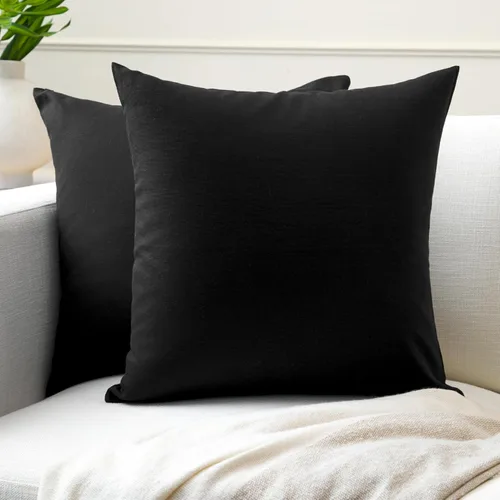 Miniatura 24 de Encasa XO Juego de 2 fundas de almohada de 12 x 12 pulgadas, color beige, sin rellenos, fundas de almohada de algodón para sala de estar, cama