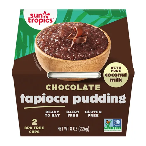Sun Tropics Pudín de Tapioca, Chocolate | Pudines Veganos, Pudines Sin Lácteos | Sin Gluten, Sin OGM | Copitas de Pudín Listas para Comer 4.0oz