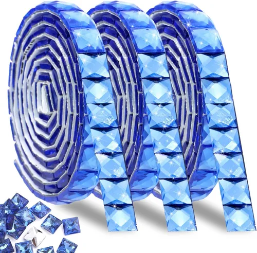 Miniatura 8 de FULZTEY Cintas de diamantes de imitación con brillo, 270 piezas de cinta de cristal de vidrio para manualidades DIY, cinta adhesiva de diamantes