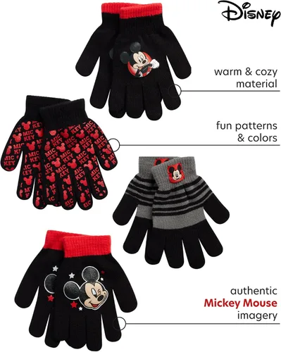 Miniatura 2 de Disney Paquete de 4 manoplas o guantes Mickey Mouse para niños iluminación de automóviles McQueen niños pequeños