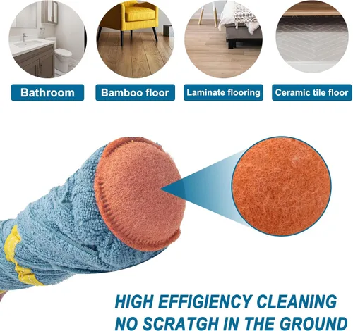 Miniatura 3 de Trapeadores Giratorios Autoescurribles para Limpieza de Pisos, Trapeador de Microfibra para Pisos con Mango Largo de 57 pulgadas, Trapeador Fácil