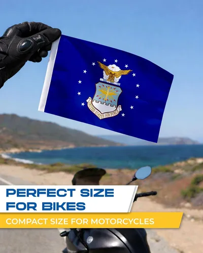 Miniatura 7 de AGAS - Bandera de motocicleta de la Fuerza Aérea – 6 x 9 pulgadas – Poliéster de punto impreso de doble cara – Bordes de doble costura – Bandera