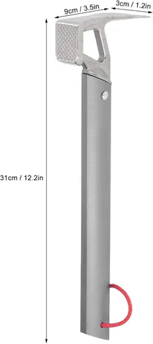 Miniatura 7 de Martillo de camping, martillo de campamento multifunción, martillo de estaca para tienda de campaña al aire libre, con mango de aluminio para Gris