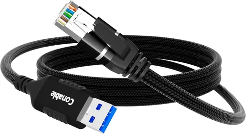 Cable USB a Ethernet de 1 pie, cable USB 3.0 tipo A a RJ45, adaptador USB a red de Internet LAN, Gigabit, conectado directamente, aluminio,