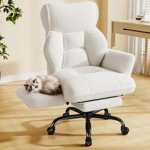 Miniatura 11 de DurayLoly Silla de oficina grande y alta con brazos y respaldo ajustables, silla de oficina ergonómica con reposapiés y tela cómoda para oficina