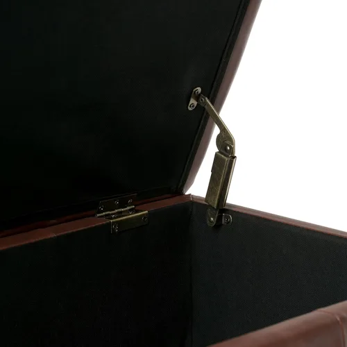 Miniatura 6 de SIMPLIHOME Emily - Otomana rectangular de almacenamiento rectangular de transición de 39 pulgadas de ancho en piel sintética vegana coñac