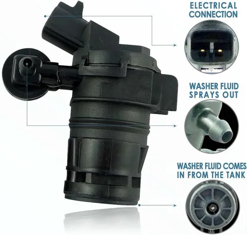 Miniatura 2 de 13126-232316A Bomba de lavaparabrisas con arandela - Motor lavaparabrisas compatible con Honda, Lexus, Mazda, Toyota - Reemplaza el número OEM