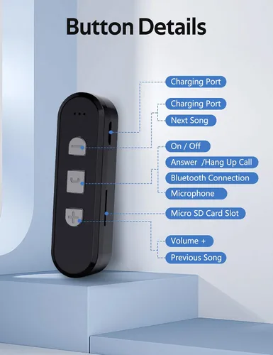 Miniatura 6 de Elook Adaptador de casete a Bluetooth para coche con soporte de tarjeta micro SD/llamada manos libres, receptor de casete Bluetooth 5.1, negro