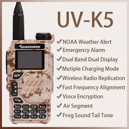 Miniatura 2 de Walkie Talkie UV-K5 5W Dual Band UHF VHF USB-C Cargador Radio bidireccional DTMF FM Scrambler NOAA Frecuencia inalámbrica Copia Jamón Radio de mano
