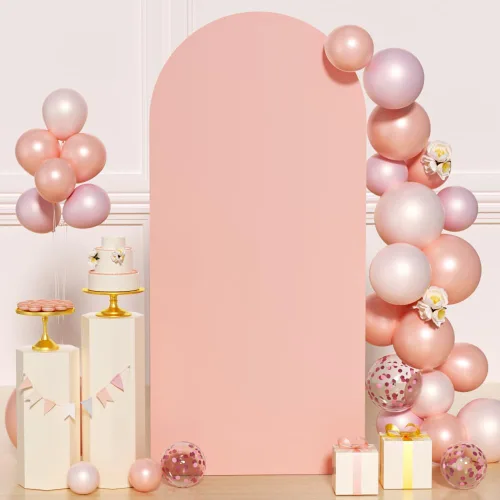 Miniatura 29 de FUHSY Cubierta de Soporte de Arco de 7.2 Pies Color Beige Ajustada Cubierta de Telón de Fondo de Arco de Boda Globo Chiara Paneles de Telón de Fondo
