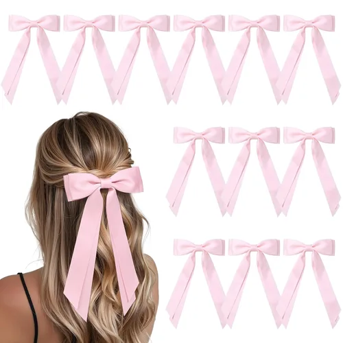 Miniatura 11 de Aileam 2 piezas lazos de cabello de satén sedoso, pinza para cabello, cinta blanca para cabello, sujetador de cola de caballo, accesorios, Blanco