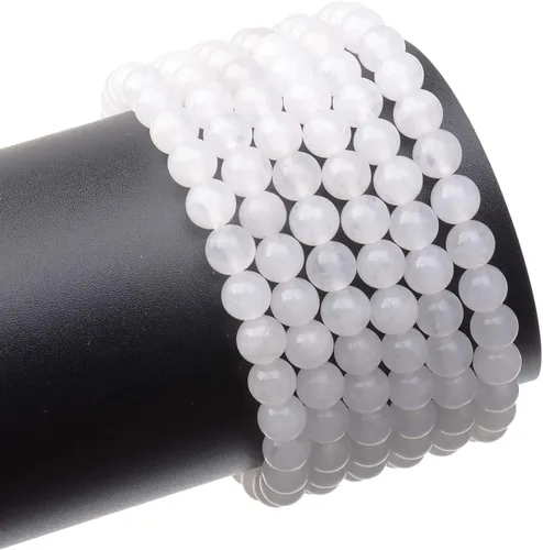 Miniatura 3 de LPBeads 200 piezas cuentas sueltas y redondas de jade blanco natural (piedra preciosa) de 6mm, pulidas, con cordón elástico para hacer joyas, Jade