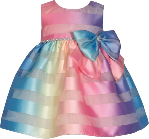 Bonnie Jean Vestido con lazo frontal para bebé niña 3M-4T para ocasiones especiales