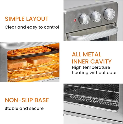Miniatura 8 de Simple Deluxe Combo de horno tostador con freidora de aire de 16.9 cuartos de galón, horno de convección 5 en 1 con freidora de aire, parrilla