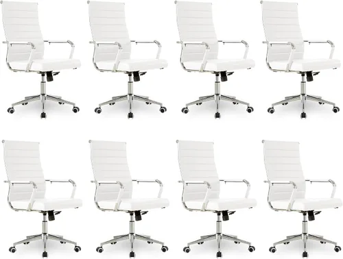 Miniatura 23 de Okeysen Office Desk Chair, Ergonomic Leather Modern Conference Room Chairs, Executive Ribbed Height Adjustable Swivel Rolling Chair for Home Office