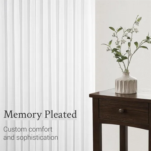 Miniatura 5 de Topfinel 2 paneles de cortinas plisadas de lino beige y blanco de 63 pulgadas de largo, para dormitorio y sala de estar, cortinas semitransparentes