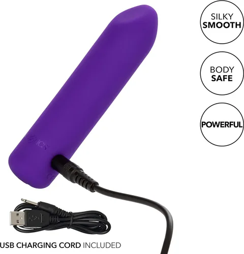 Miniatura 4 de CalExotics Kyst Fling Mini masajeador – Vibrador recargable de silicona líquida tamaño viaje – Juguetes sexuales para adultos para mujeres – Morado