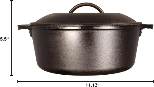 Miniatura 6 de Lodge Horno Holandés de Hierro Fundido con Soportes para Asas, 5 Cuartos, Negro/Rojo
