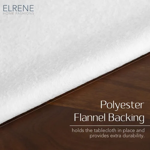 Miniatura 3 de Elrene Home Fashions - Mantel de vinilo vintage resistente al agua y a las manchas con reverso de franela, 70 x 70 pulgadas, redondo