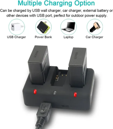 Miniatura 3 de Newmowa Batería de repuesto AHDBT-302 de 1300 mAh (paquete de 2) y cargador rápido de 3 canales para GoPro Hero 3, GoPro Hero 3+, AHDBT-301