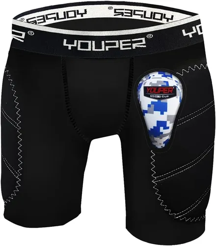 Miniatura 8 de Youper Pantalones cortos deslizantes acolchados para niños con copa atlética protectora suave para béisbol, fútbol americano, lacrosse