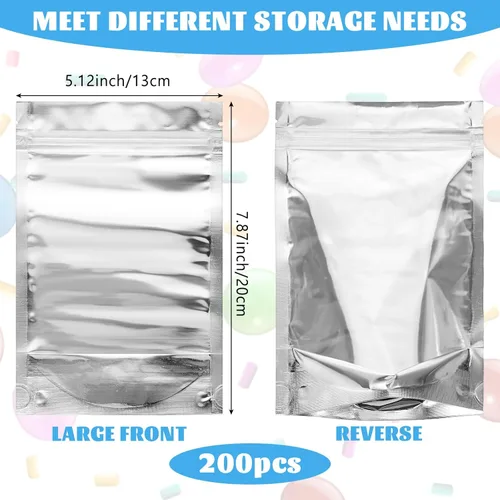 Miniatura 2 de 200 PCS Candy Bags, Sealable Heavy Duty Clear Mylar Food Storage Bags, Container Sets, Plastic Zipper Food Coffee Candy Storage, Refoldable Bags And