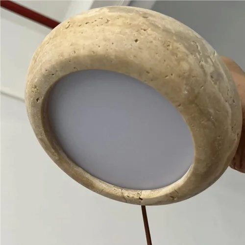 Miniatura 6 de Lámpara colgante japonesa Wabi-Sabi 3000K luz cálida LED lámpara colgante vintage amarillo travertino lámpara colgante con detalles de madera