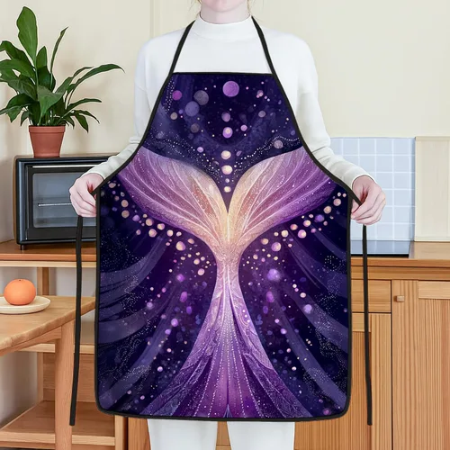 Miniatura 4 de Delantales fantásticos para cocinar, diseño de sirena de fantasía violeta, delantal para adultos, delantal mágico artístico lavable para limpieza