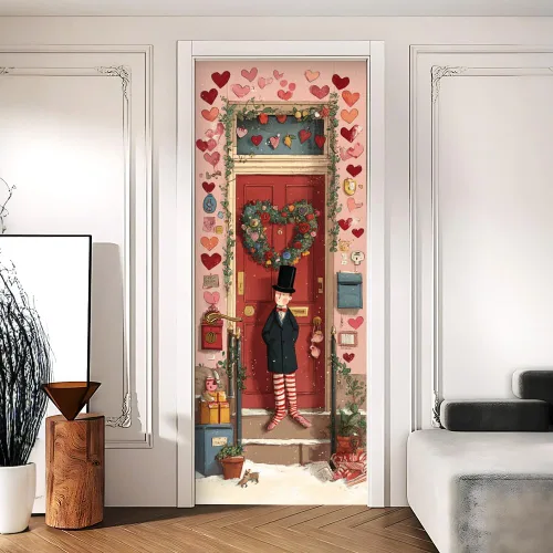 Miniatura 21 de Enchanted Secret - Mural para puerta de jardín, despegar y pegar, cubiertas decorativas de puerta de arco floral talladas vintage, adhesivo
