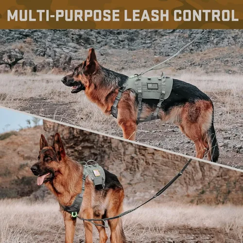 Miniatura 7 de Forestpaw Arnés Táctico para Perros Grandes, Collar Táctico para Perro con Conjunto de Correa Elástica, Arnés Militar para Perro Sin Tirones